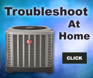Rheem HVAC unit pictured on colorful background.