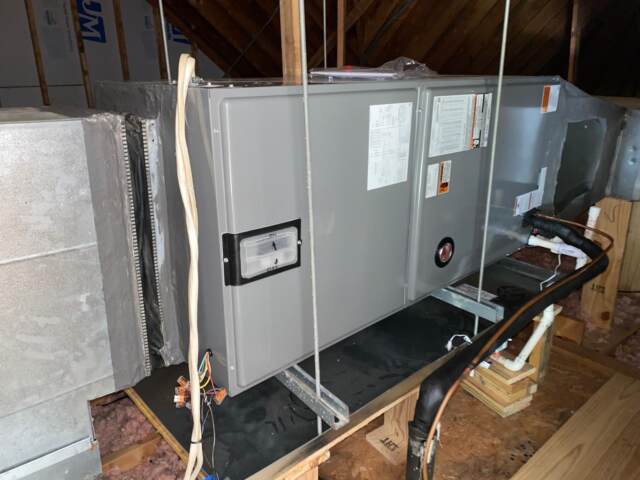 Air handler installed in the attic